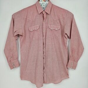 Vintage Dee Cee Pearl Snap Shirt Mens XL 70s Sawtooth Western Red Striped